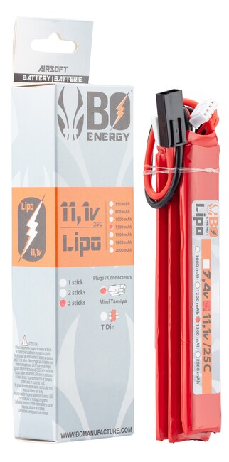 Airsoft bateria B.O. LIPO 11.1 V 1300 mAh 25 C 3 sticks 3S