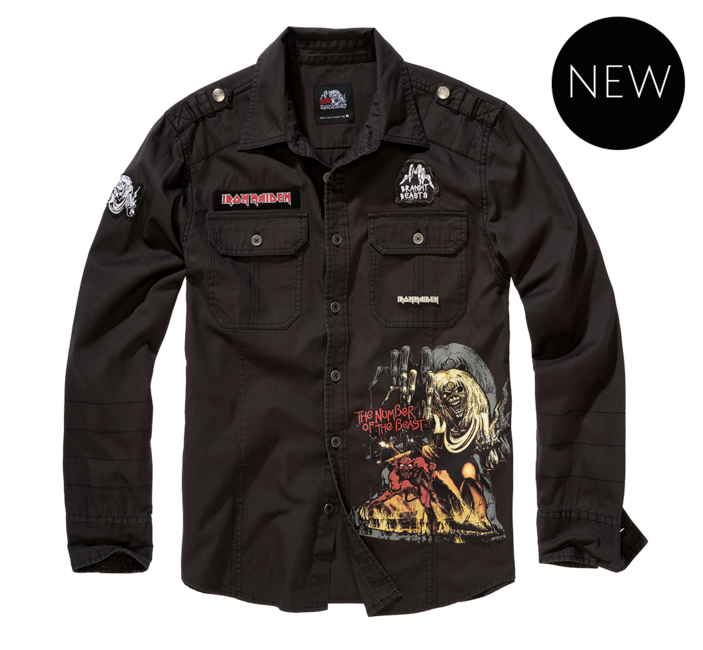 Košeľa Brandit Iron Maiden Luis Vintage, čierna