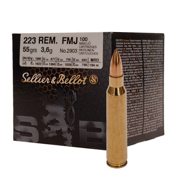 Guľový náboj Sellier & Bellot .223 Rem. FMJ 2903, 3.6 g / 100 ks