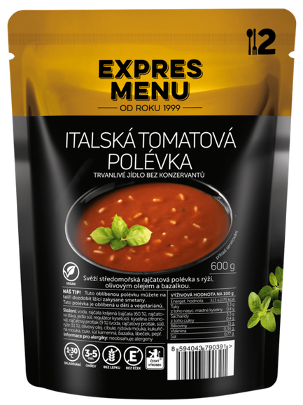 Talianská paradajková polievka, 2 porcie